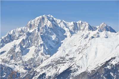 氣候變遷正改變阿爾卑斯山的高山環境，為登山活動帶來新風險。圖為白朗峰資料照。(翻攝維基百科)