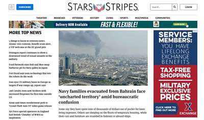 美國軍事媒體「星條旗報」(Stars and Stripes)電子版。(翻攝www.stripes.com)