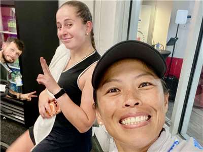 台灣「百搭女王」謝淑薇再度和拉脫維亞老搭檔奧斯塔朋科(Jelena Ostapenko)在WTA千分等級的多倫多女網賽合作，順利晉級8強。(圖：謝淑薇臉書)
