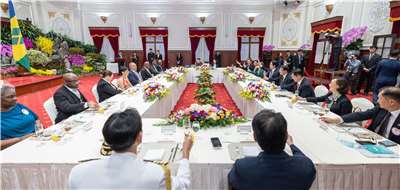 總統國宴宴請聖文森及格瑞那丁總理傅萊德伉儷(圖/總統府提供)