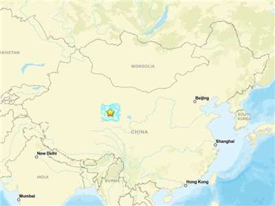 美國地質調查所(USGS)表示，中國青海省在19日清晨發生規模5.9的淺層地震。 (圖:USGS)