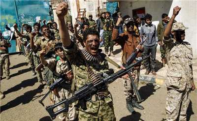 葉門叛軍組織「青年運動」(Houthi)(圖)今天(6日)對政府軍發動空襲，造成至少38名士兵死亡。資料照。(AFP)