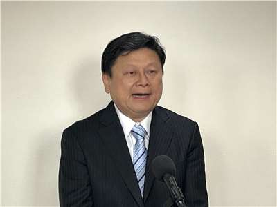 國民黨團總召傅崐萁27日在黨團大會後接受媒體採訪。（趙婉淳 攝）