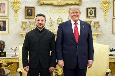 烏克蘭總統澤倫斯基(Volodymyr Zelenskyy)日前在白宮會晤美國總統川普(Donald Trump)。(X@ZelenskyyUa)