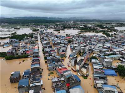 受颱風梅莎(Maysak)影響，廣西南寧橫州市豪雨成災。資料照。