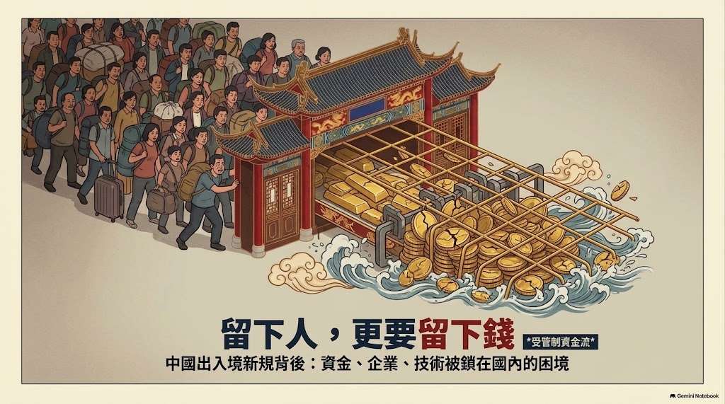 留下人，更要留下錢：中國出入境新規背後的經濟盤算(AI圖)