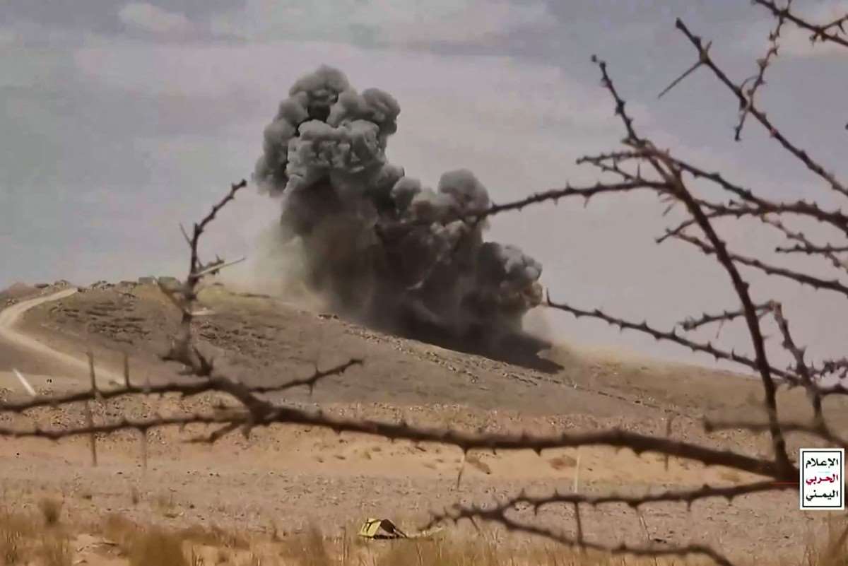 沙烏地敵方空軍在焦夫(Al-Jawf)前線發動襲擊。(AFP)