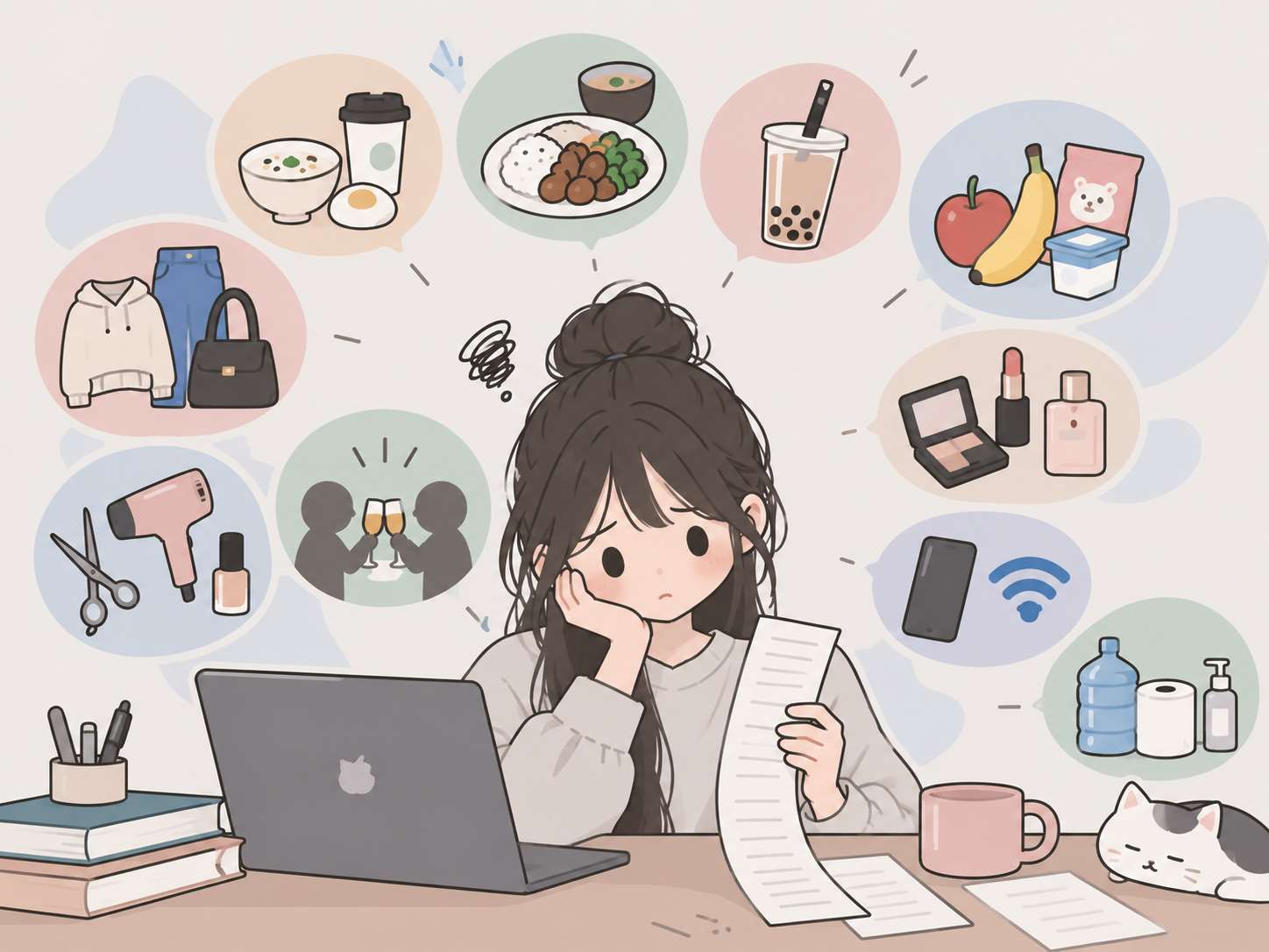 中國大學開學季剛到，大一女生一個月開銷要花掉人民幣3000多元(約1.4萬元台幣)。AI生成。