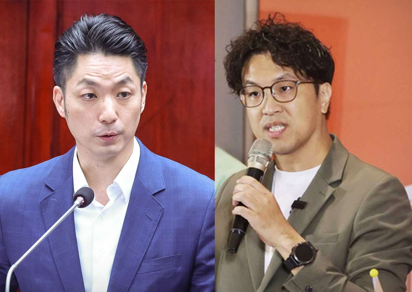 台北市長蔣萬安(左)主打4年市政成績拚連任，民進黨台北市長參選人沈伯洋(右)則以「台北順起來」新願景強攻市政，並補強陸戰勤跑基層。資料合成照。