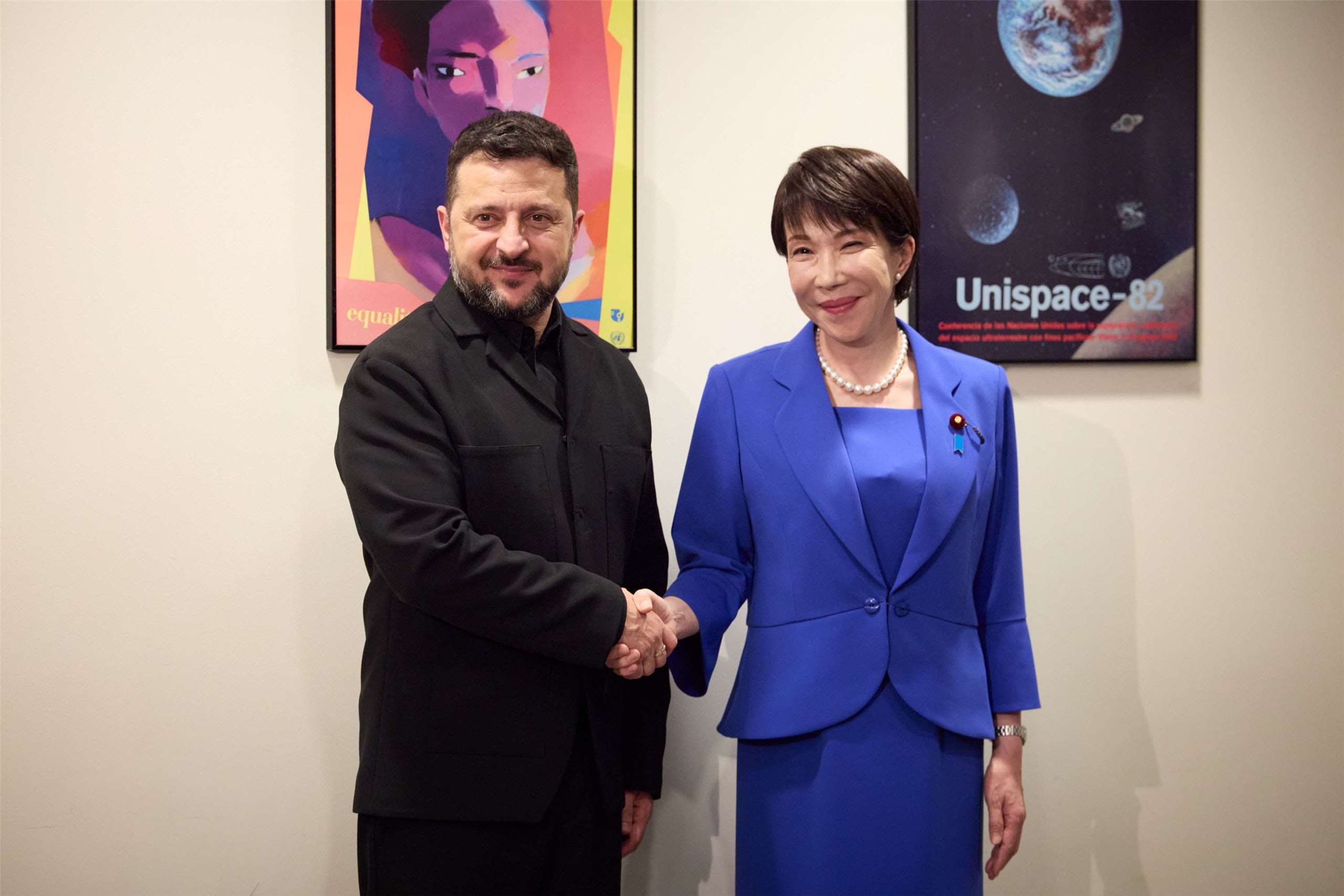 烏克蘭總統澤倫斯基22日在紐約與日本首相高市早苗會晤。 (圖:X@ZelenskyyUa)