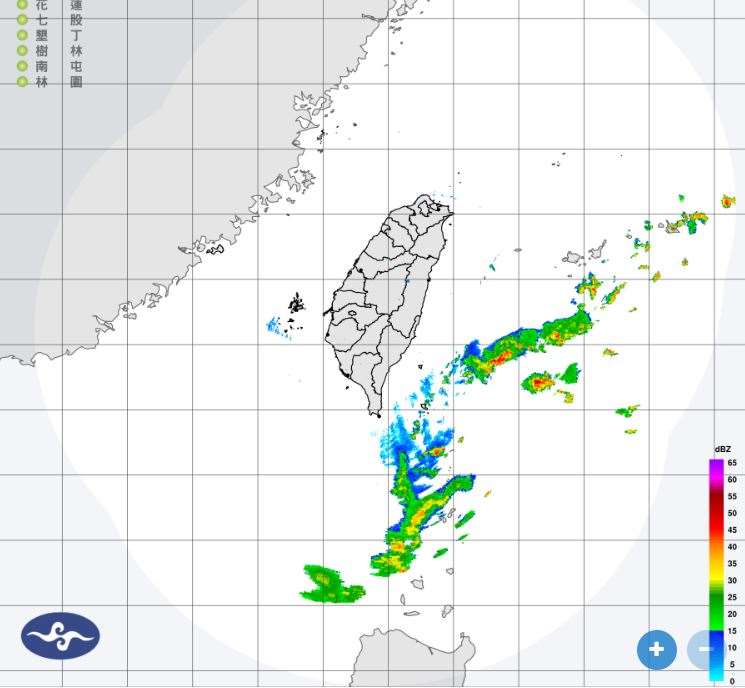 24日白天各地持續為多雲到晴的天氣，迎風面基隆北海岸、大台北、東半部地區及恆春半島偶有零星短暫陣雨，午後南部山區有局部短暫陣雨。溫度方面，基隆及東半部白天高溫約攝氏29到31度，西半部可達31至33度。(圖:交通部中央氣象署)