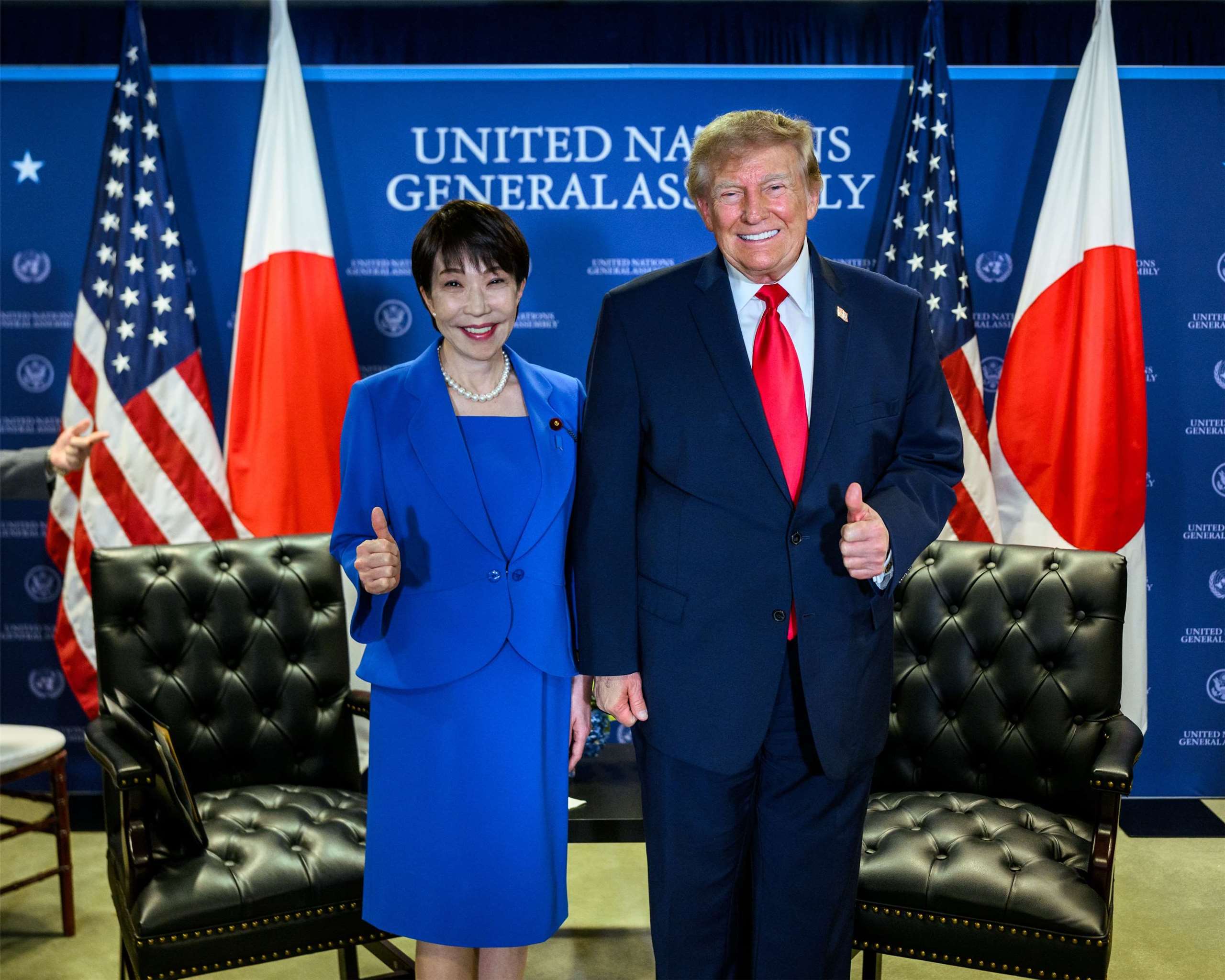 日本首相高市早苗22日(美東時間)在紐約與美國總統川普舉行會談。 (圖:X@WhiteHouse)