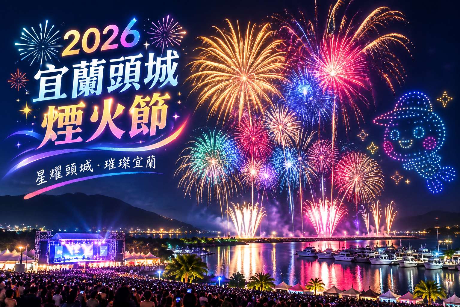 2026宜蘭頭城煙火節，璀璨花火點亮夜空，欣賞秋夜最浪漫的風景。
