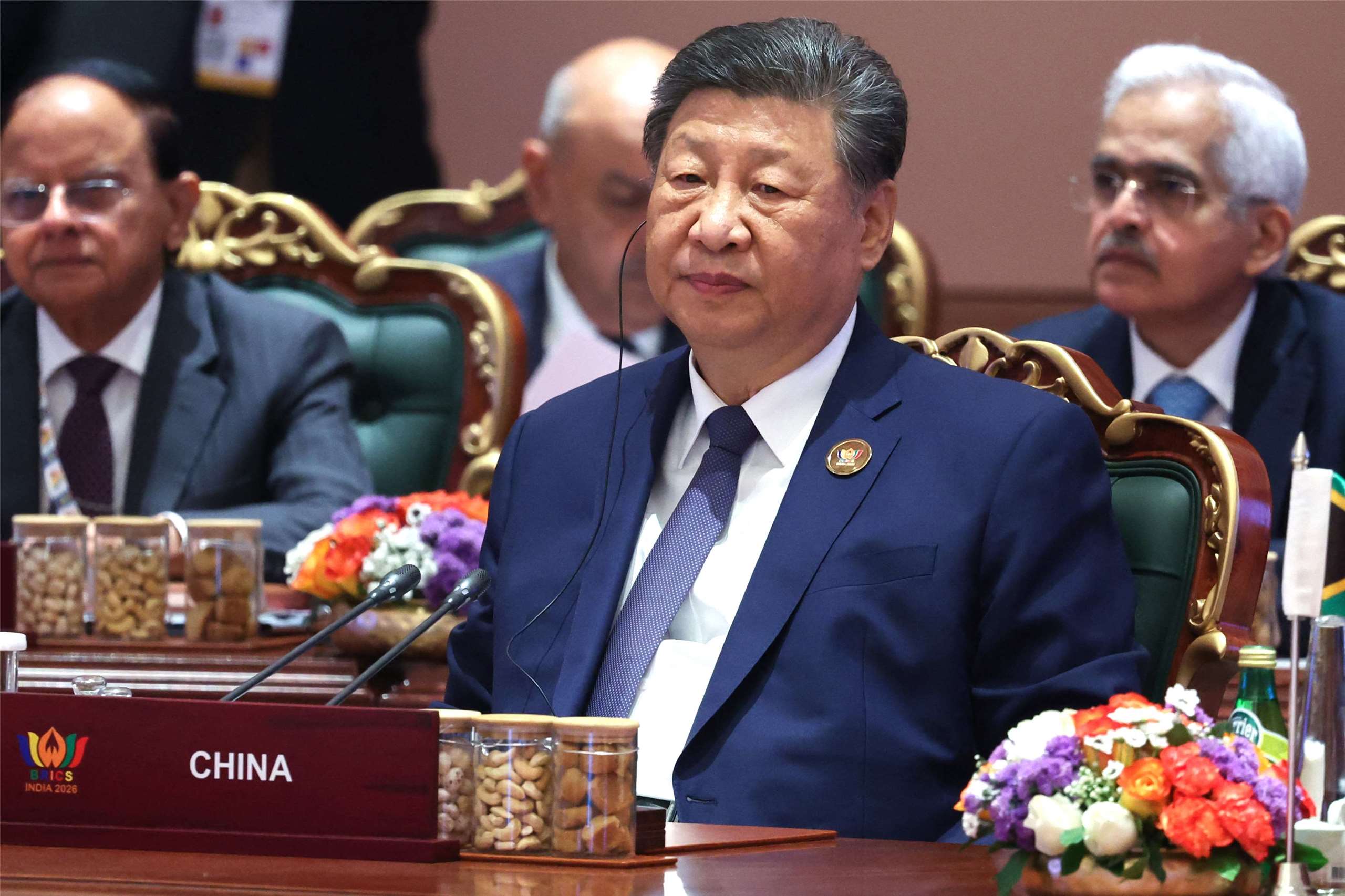 中國國家主席習近平13日在新德里舉行的金磚(BRICS)11國峰會上表示，中國將主導為金磚國家打造「人工智慧開源區」。(SPUTNIK/AFP)