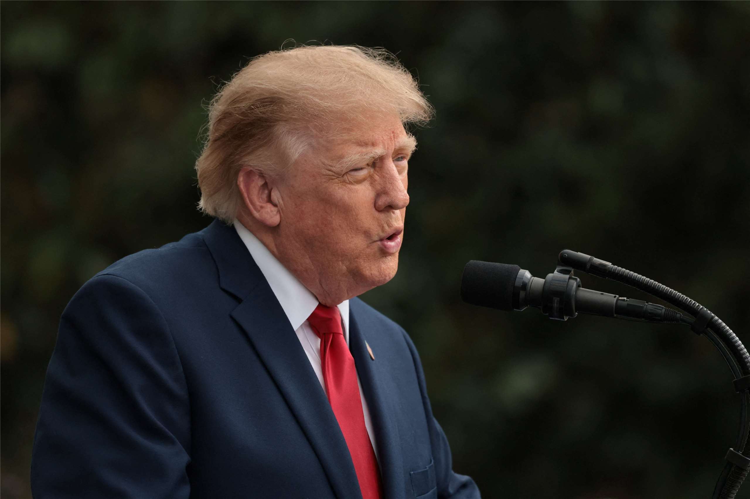 美國總統川普(Donald Trump)11日出席在五角大廈舉行的911恐攻25週年紀念儀式。