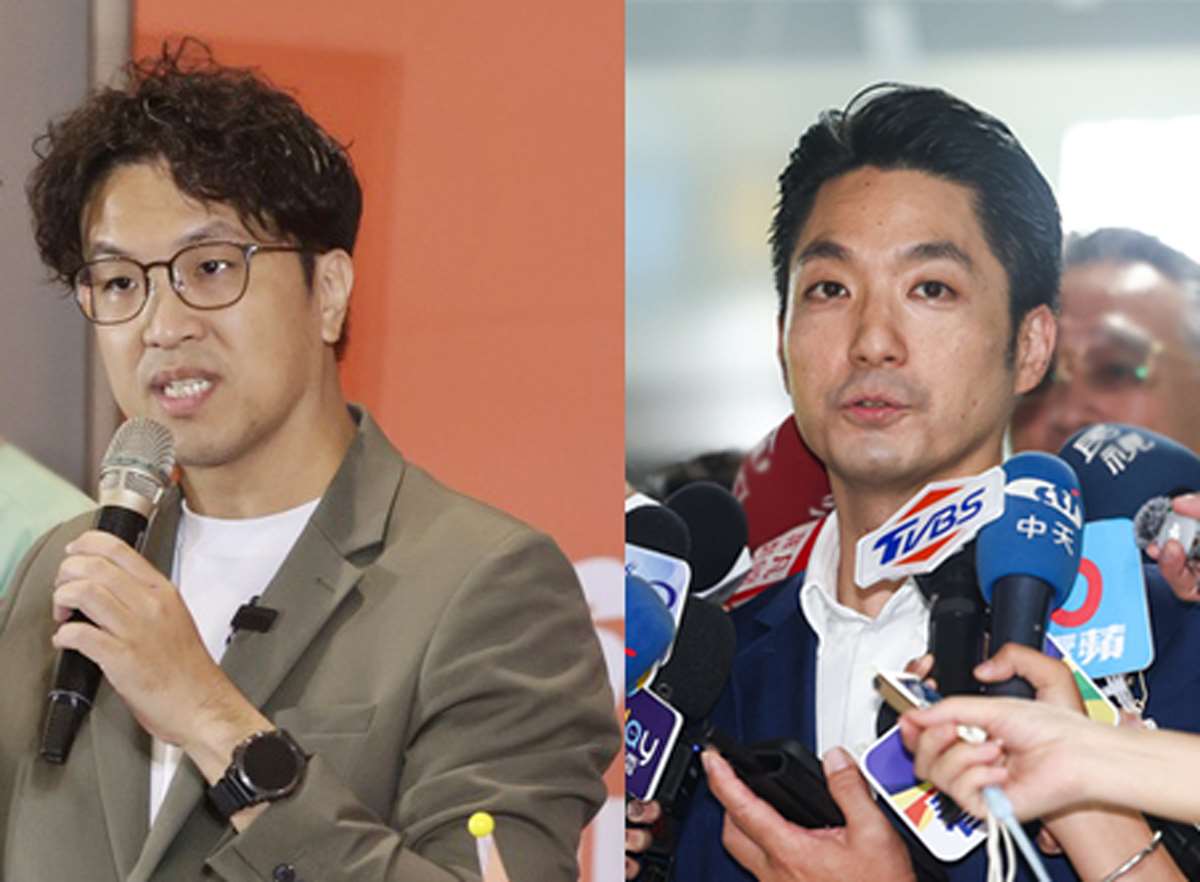 對於政大新生群組競選照爭議，民進黨台北市長參選人沈伯洋(左)呼籲學生拿捏分寸，台北市長蔣萬安(右)則表示理性討論即可。資料合成照。