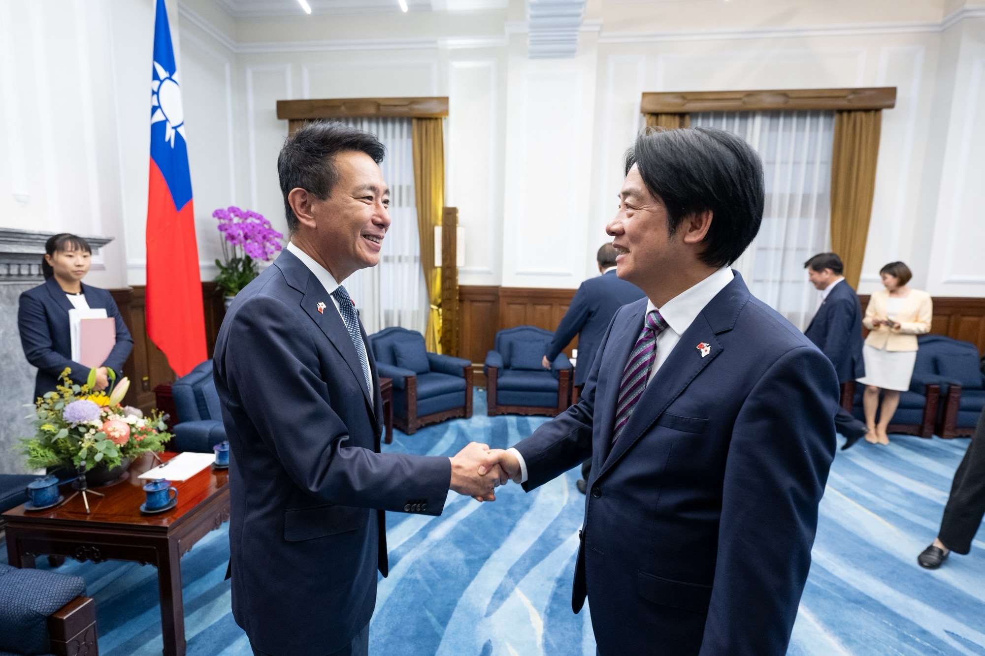 賴清德總統接見「日本維新會官民合作推進協議會」訪問團。(圖：總統府)