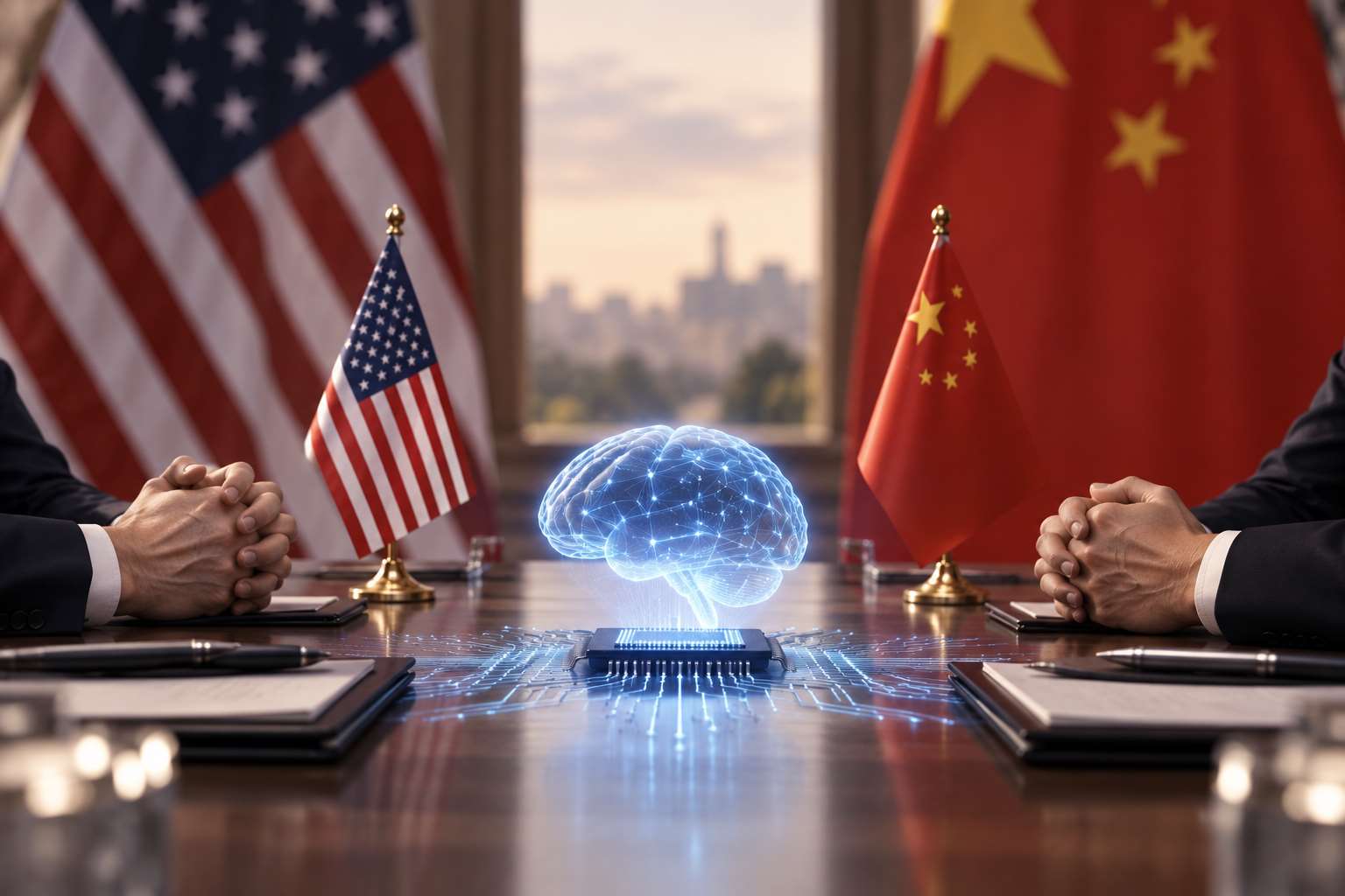 日經亞洲報導，美國準備在9月稍後登場的美中領袖峰會向中國拋出人工智慧（AI）安全相關議題。(AI生成)