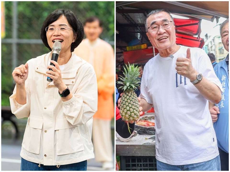 民進黨新北市長參選人蘇巧慧(左)12日前往土城學府市場掃街拜票，國民黨新北市長參選人李四川(右)攜手新北市議長蔣根煌在新莊成立聯合競選總部。資料照。(圖：蘇巧慧臉書、李四川臉書)