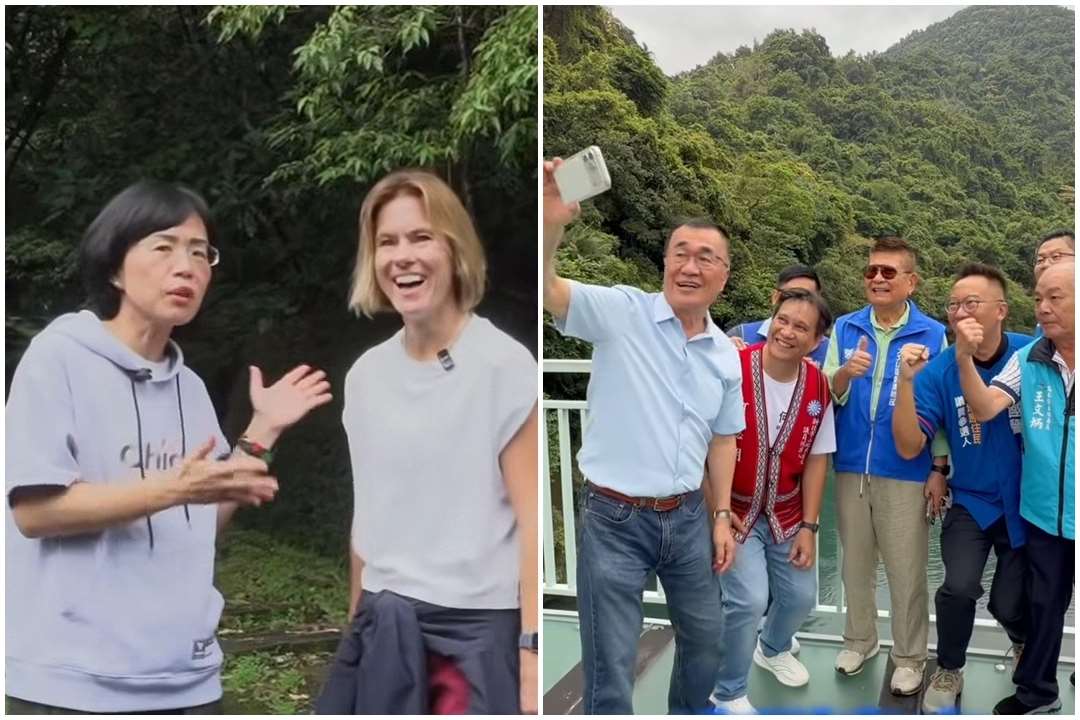 2026新北市長選戰聚焦觀光政策，民進黨參選人蘇巧慧18日發布影片，邀請熱愛戶外運動的英國在台辦事處代表包瓊郁走訪平溪、挑戰孝子山。國民黨參選人李四川則發布走訪烏來的影片，強調將推動烏來台車升級，帶動地方觀光發展。(合成圖/FB@蘇巧慧/FB@李四川Hammer Lee)