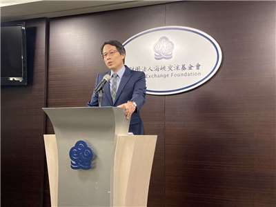 海基會9月4日召開記者會，由副秘書長黎寶文主持。（黃凡甄 攝）