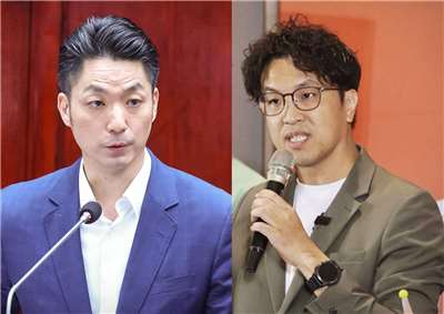 台北市長蔣萬安(左)主打4年市政成績拚連任，民進黨台北市長參選人沈伯洋(右)則以「台北順起來」新願景強攻市政，並補強陸戰勤跑基層。資料合成照。