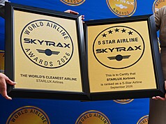 星宇航空18日在英國倫敦舉行的2026年SKYTRAX全球航空公司大獎獲頒五星航空認證，連續兩年獲得航空業最高榮譽，並榮獲全球最整潔航空公司第一名。（星宇航空提供）
