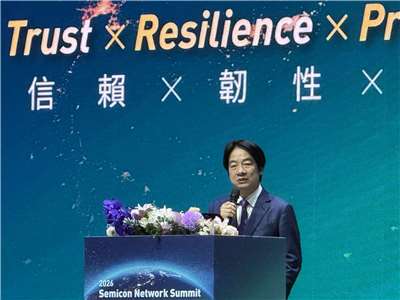 賴清德總統表示，台灣半導體實力正在世界各地形成新的產業連結，共同打造更具韌性的供應鏈，創造彼此的共榮。(謝佳興 攝)