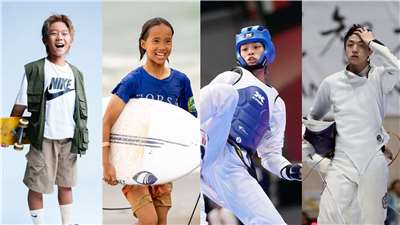 2026名古屋亞運，台灣代表團有4位未滿20歲、首次參賽的新星特別受到矚目。左起辜泳諺、陳宛榆、王婕菱、李讓。合成圖。(圖：辜泳諺臉書、運動部官網、中華奧會臉書、李讓臉書)