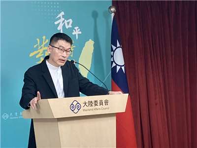 陸委會發言人梁文傑17日召開記者會。（黃凡甄 攝）