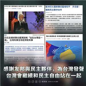 感謝友邦與民主夥伴，為台灣發聲。(圖:總統賴清德臉書)