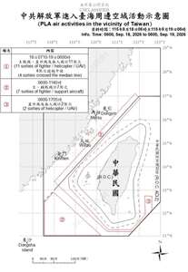 國防部表示，過去24小時內偵獲總計中共34機艦船持續在台海周邊活動，國軍嚴密監控與應處。(圖:國防部)