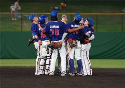 名古屋亞運棒球，台灣大勝中國。(中華奧會提供)