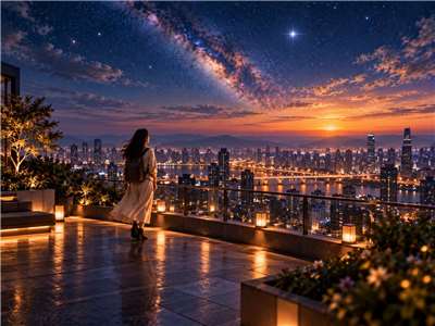 城市燈火與滿天星光交會，抬頭之間，也看見心裡那道仍未熄滅的光。