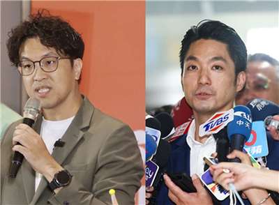 對於政大新生群組競選照爭議，民進黨台北市長參選人沈伯洋(左)呼籲學生拿捏分寸，台北市長蔣萬安(右)則表示理性討論即可。資料合成照。