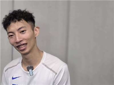 差1公分與亞運獎牌擦身，跳遠好手林昱堂不氣餒，強調傷後重新把成績穩定維持在8公尺上下，表示還有進步空間。(江昭倫 攝)