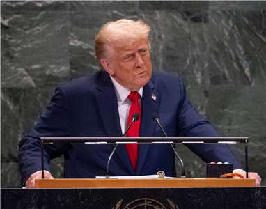 美國總統川普22日對聯合國大會發表演說。(圖:X@WhiteHouse)