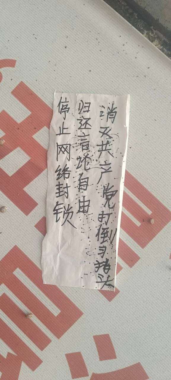 河南駐馬店市遂平縣街頭的反習標語。(X平台李老師不是你老師)