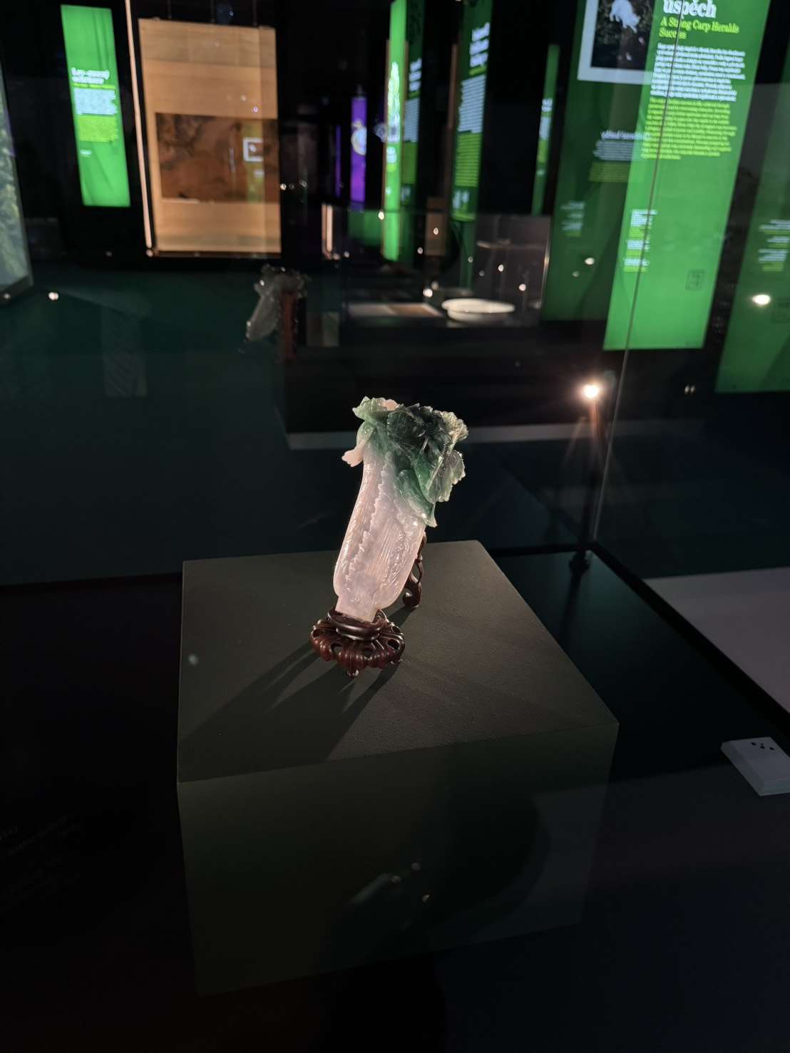 故宮人氣國寶〈翠玉白菜〉首次登上歐洲舞台。(江昭倫 攝)