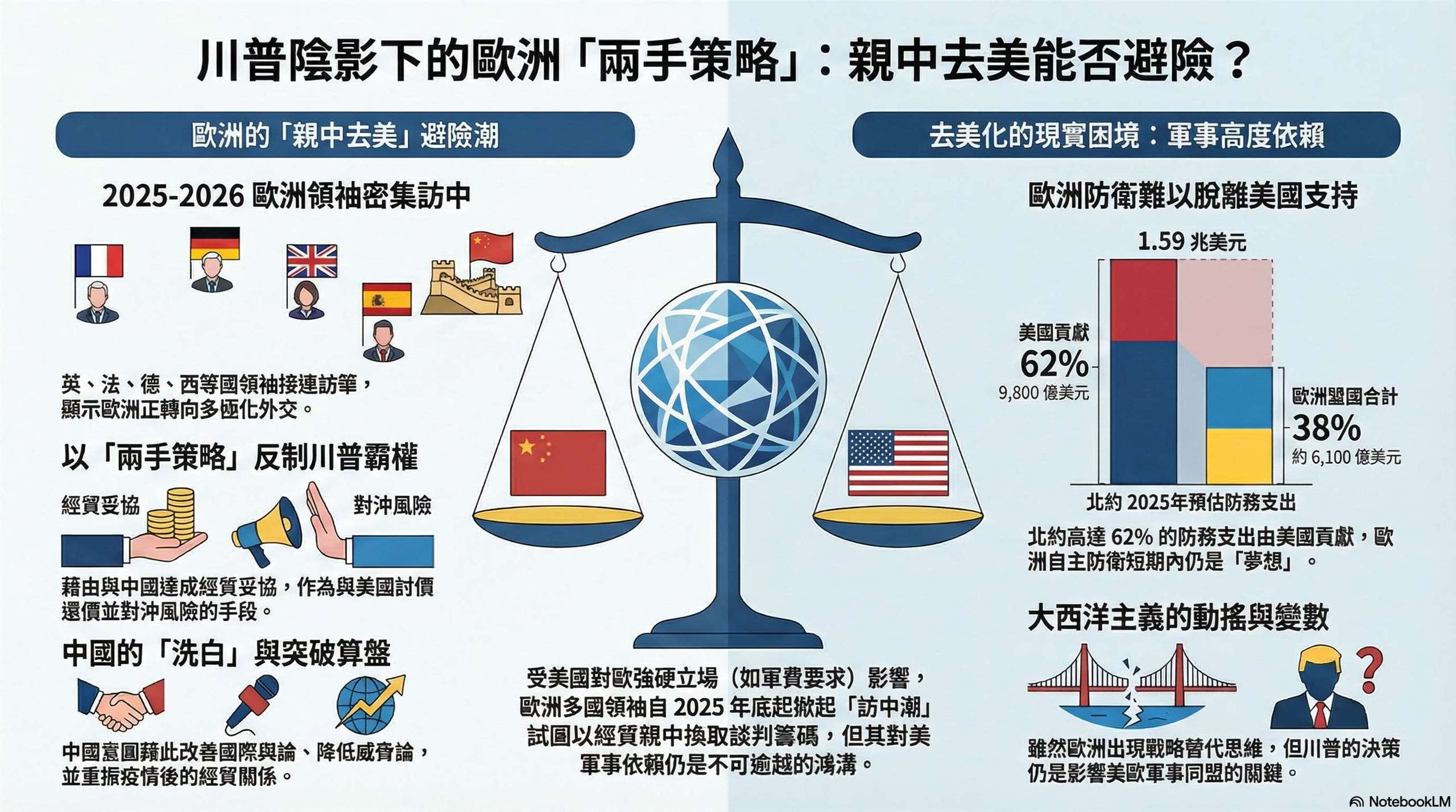 川普霸權陰影籠罩 歐洲國家吹起親中去美風潮？！(AI生成圖)