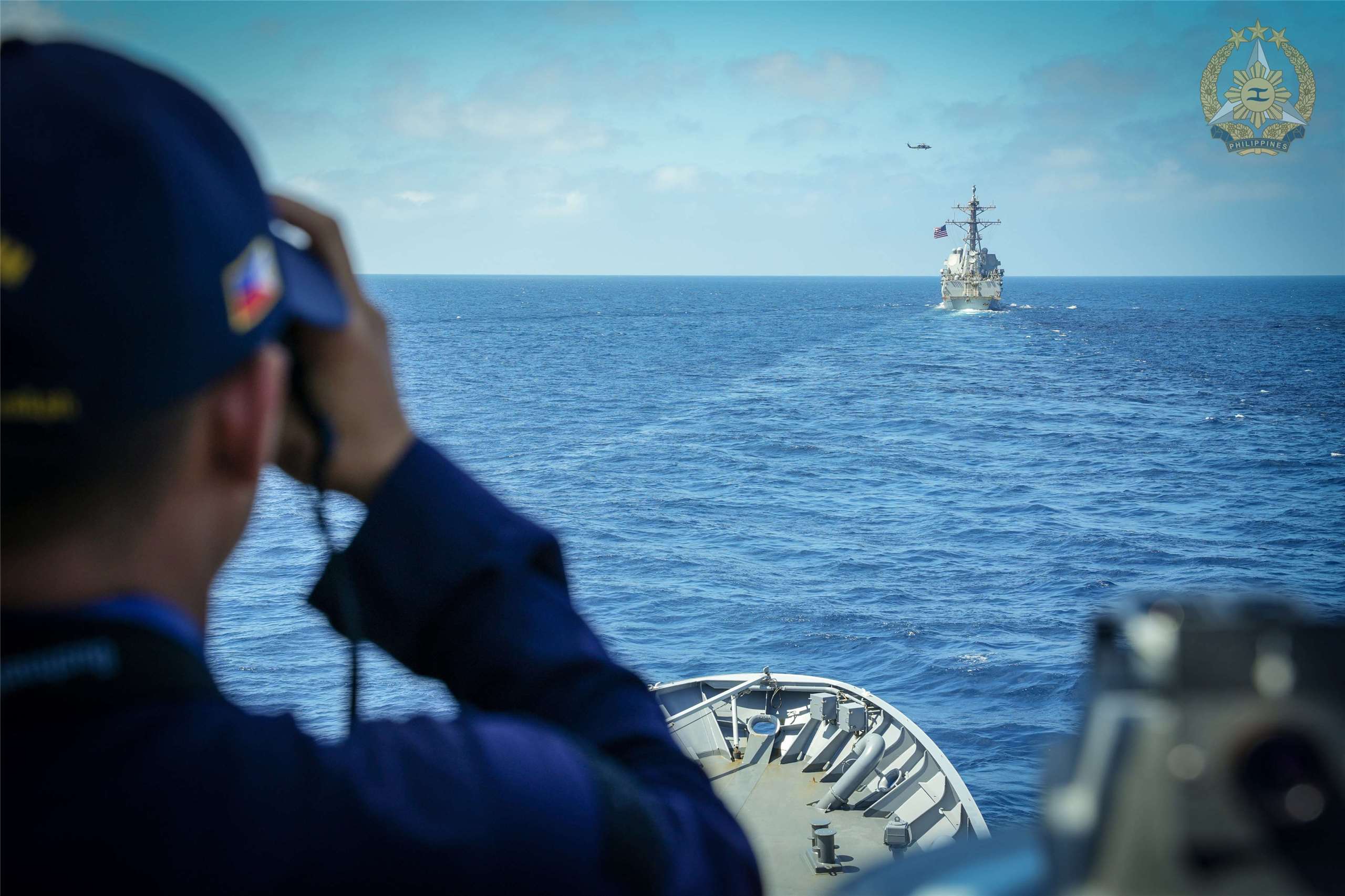 美日菲首度在巴士海峽共同訓練。(圖:X@TeamAFP)