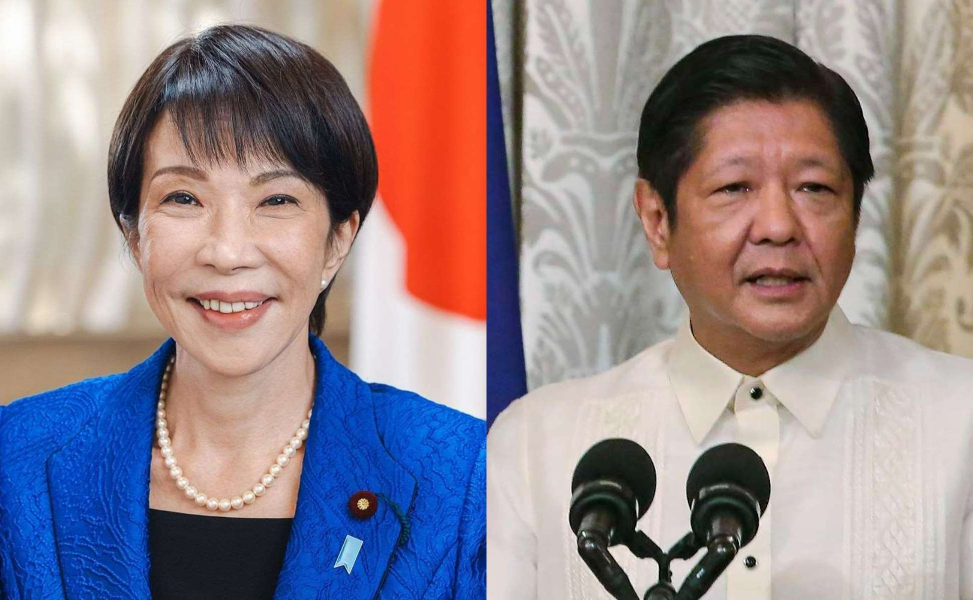 日本首相高市早苗(左)、菲律賓總統小馬可仕(Ferdinand Marcos Jr.)。(圖：日本首相官邸、美聯社/達志影像，央廣合成)