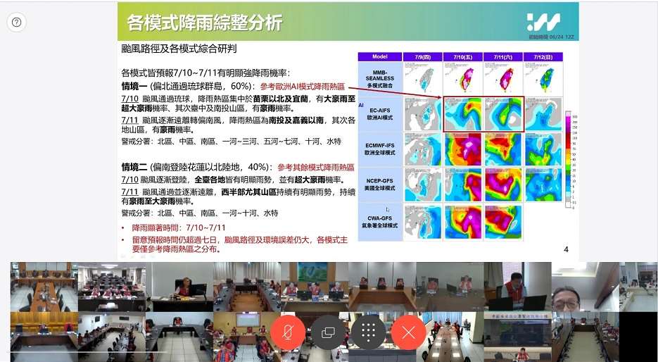 巴威颱風形成，水利署召開視訊會議，請各分署積極整備。(圖 : 經濟部水利署)