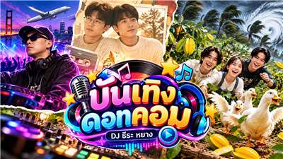 ✈️ DAPUN บินข้ามโลกเพื่อแรปแค่ 60 วินาที! 💕 ย้อนวัยกับเพลงรักอมตะ 〈掌心〉 ของ無印良品 ที่ฟังกี่ทีก็ยังอิน! 🌪️ ก่อนปิดท้ายด้วย告五人 เจอพายุถล่มสวน มะเฟืองร่วงเกลี้ยง แถมต้องวิ่งไล่จับเป็ดสุดรักก่อนจะกลายเป็นเมนู薑母鴨! 🦆🍲 (ภาพจาก AI)