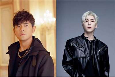 โจวเจี๋ยหลุน (ซ้าย) และ Bii ปี้ซูจิ้น (ขวา) สองนักร้องหนุ่มคนดังของวงการเพลงไต้หวัน