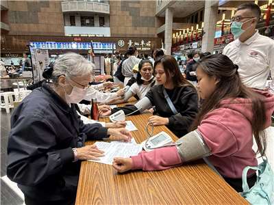 15 มี.ค. 69 แรงงานต่างชาติตรวจสุขภาพฟรีที่สถานีรถไฟไทเป ตั้งแต่เวลา 12.30 - 15.00 น.