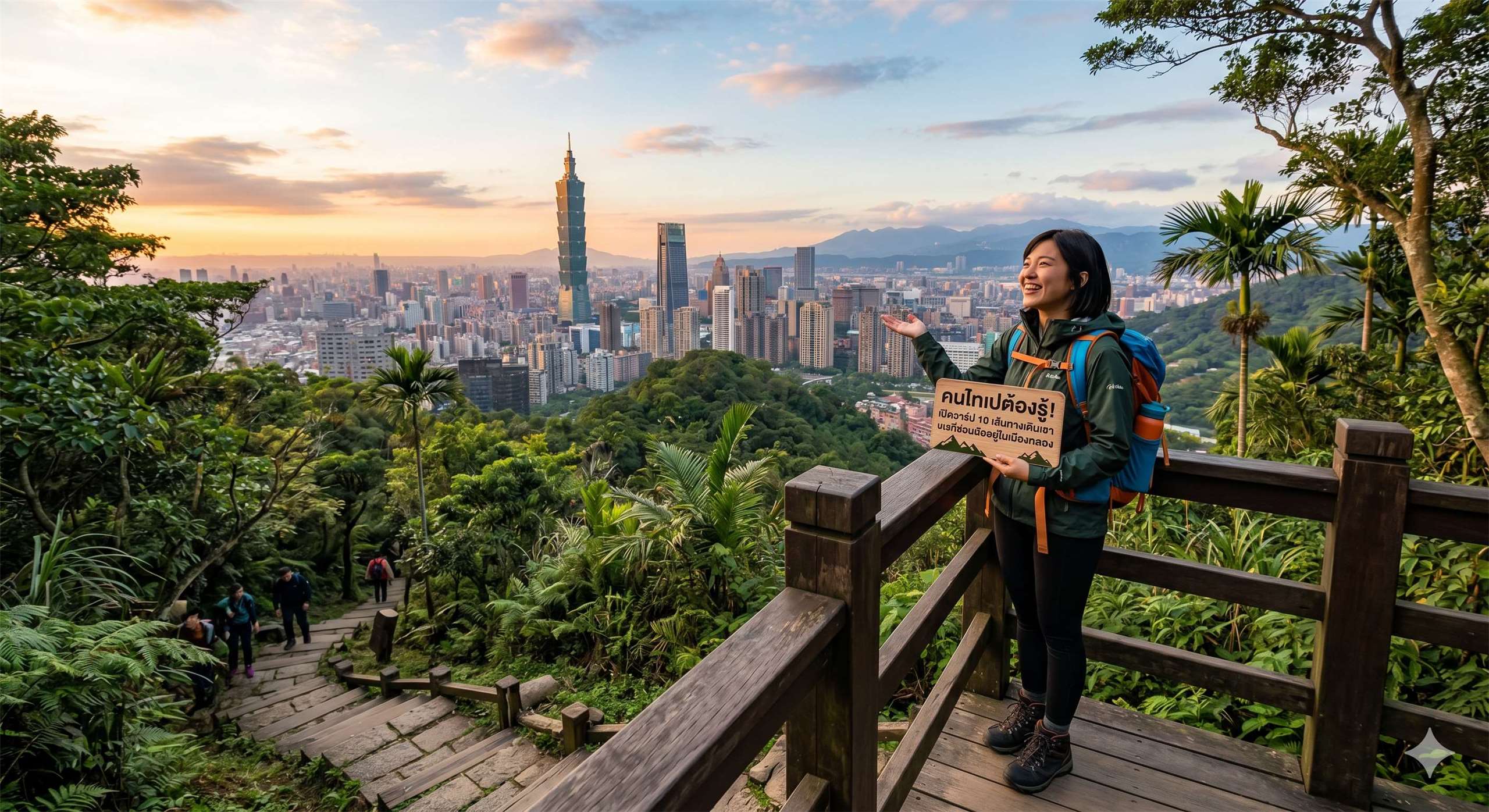สำนักงานวิศวกรรมธรณีเทคนิคแห่งกรุงไทเป เขาได้คัดสรร "10 เส้นทางเดินเขาชมวิว" ที่ซ่อนตัวอยู่ในเมืองหลวงมาเปิดเผยให้เราได้ตามไปเช็คอินกัน (ภาพจาก AI)