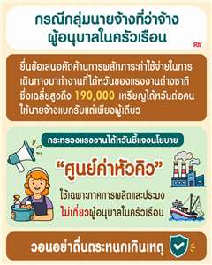 ขุนพลแรงงานไทย นโยบาย "ศูนย์ค่าหัวคิว" ใช้เฉพาะภาคการผลิตและประมง ไม่เกี่ยวผู้อนุบาลในครัวเรือน