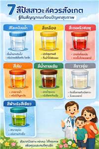 รู้จักกับ 7 สีปัสสาวะที่ควรสังเกต เพื่อรู้ทันสัญญาณเตือนปัญหาสุขภาพ สีไหนอันตรายควรรีบพบแพทย์ สีไหนต้องแก้ไขอย่างไร