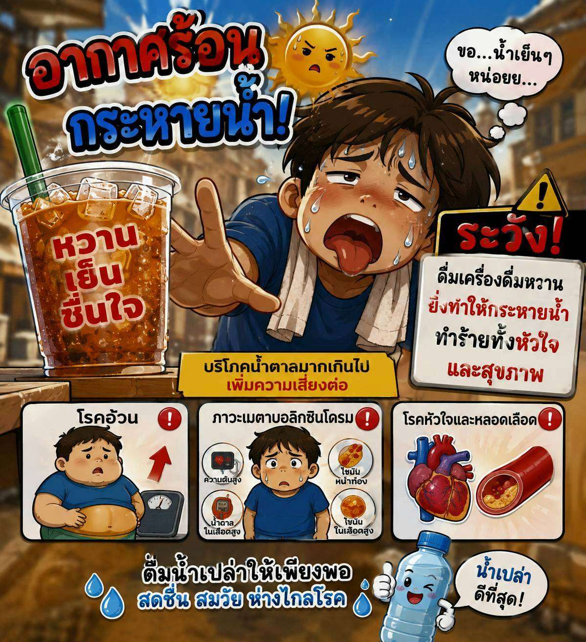 ระวัง ! ดื่มเครื่องดื่มรสหวานจะยิ่งทำให้กระหายน้ำ แถมทำร้ายสุขภาพ